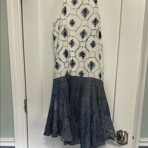 Tibi size 6 Blue and White Patterned Women's sundress